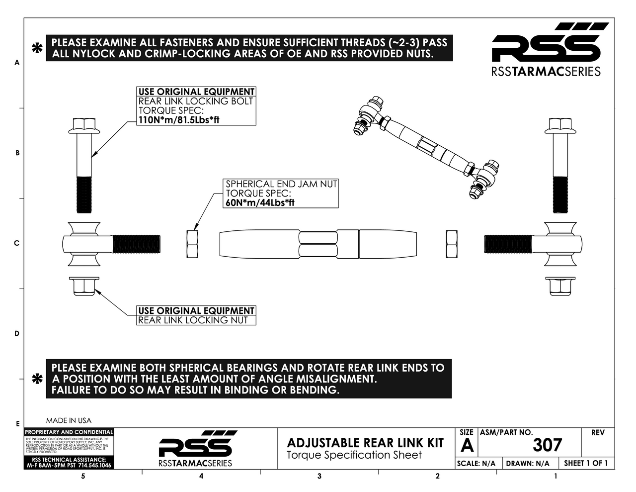RSS Rear Adjustable Upper Link Kit "Dog Bones" (996-997 all)