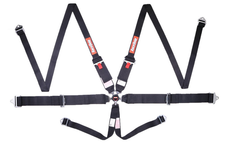 RaceQuip Black SFI CAMLOCK 6pt PU Lap HNR Seat Belt