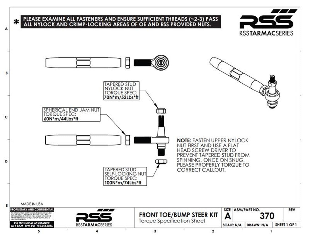 RSS Front Toe Steer / Bump Steer Kit (986, 987, 996, 997)