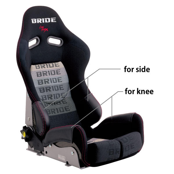 BRIDE Knee Protect Pad (Black Leather / Black Fabric) - Stradia III