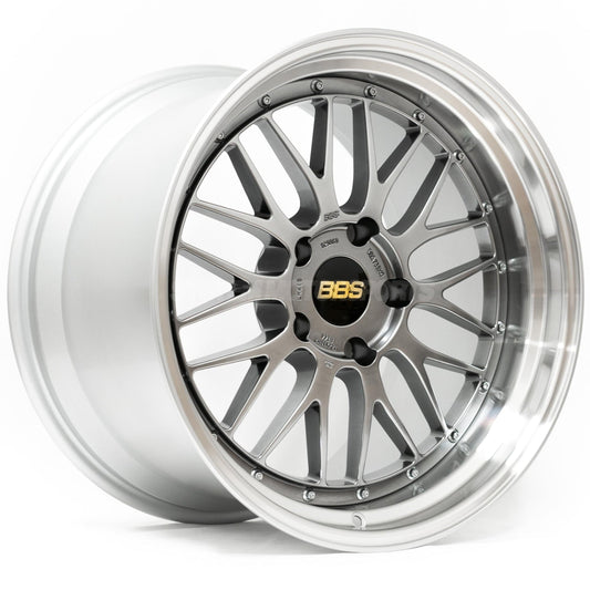 BBS LM 19x9.5 5x120 ET22 Black w/ Blue Metallic Flake / Diamond Cut Lip Wheel 82mm PFS/Clip Required
