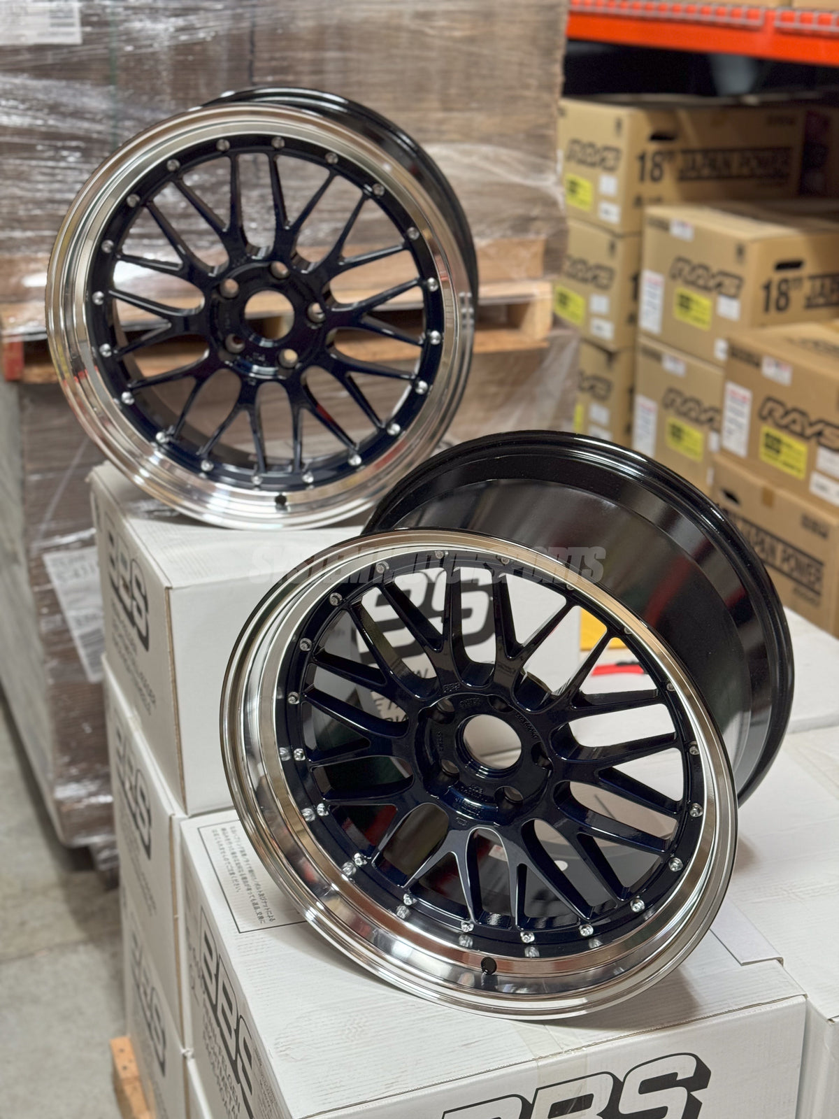 BBS LM - 19x8.5 +50 / 19x12 +44 / 5x130 - Navy Blue Pearl w/ Black Bright Diamond Cut Rim *Set of 4*