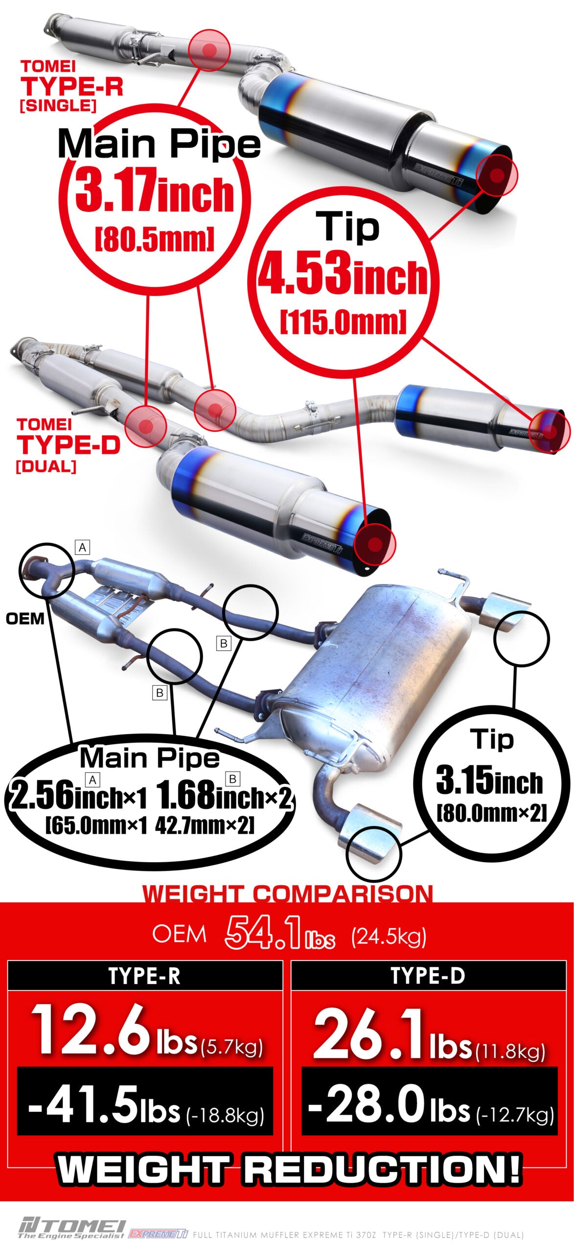 TOMEI FULL TITANIUM MUFFLER EXPREME Ti 370Z TYPE-D (DUAL)
