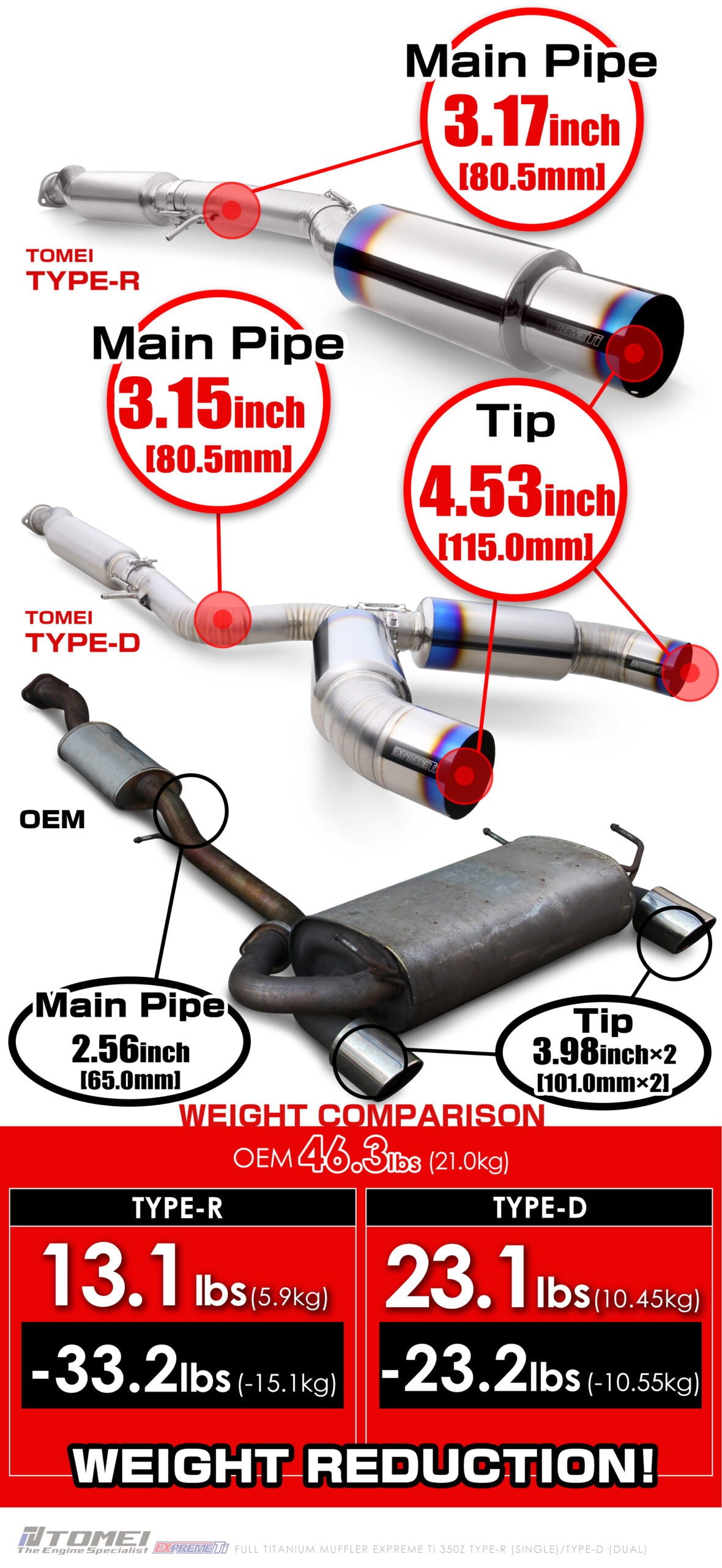 TOMEI FULL TITANIUM MUFFLER EXPREME Ti 350Z TYPE-D (DUAL)